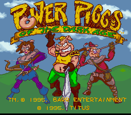 Power Piggs of the Dark Age — Title screen