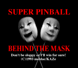 Super Pinball : Behind the Mask — Title screen