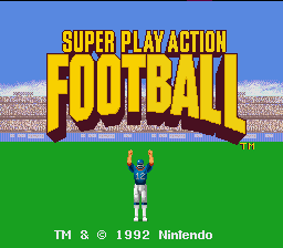 Super Play Action Football — Title screen