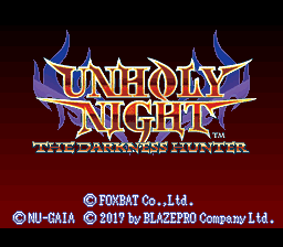 Unholy Night The Darkness Hunter (Homebrew) — Title screen