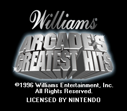 Williams Arcade's Greatest Hits — Title screen