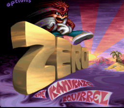 Zero the Kamikaze Squirrel — Title screen