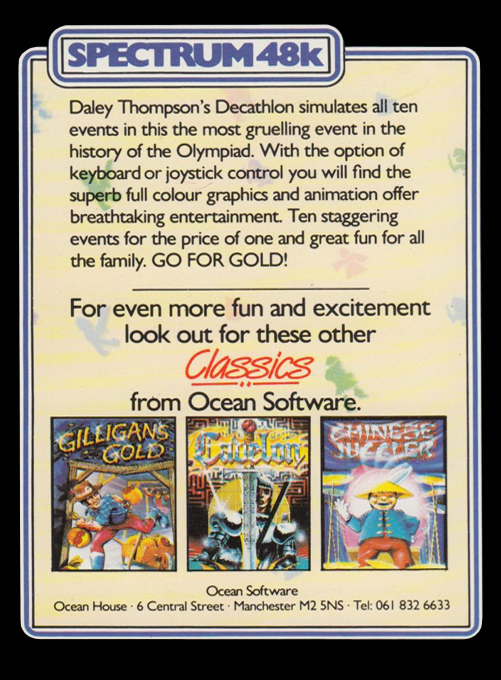 Daley Thompson's Decathlon — Box back