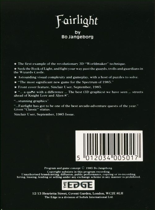 Fairlight — Box back