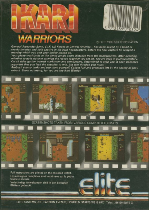 Ikari Warriors — Box back