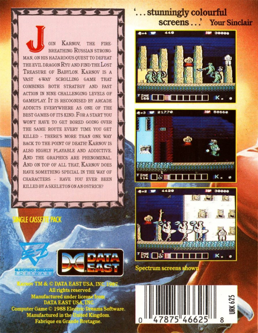 Karnov — Box back