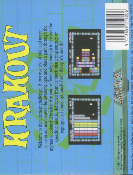 Krakout — Box back