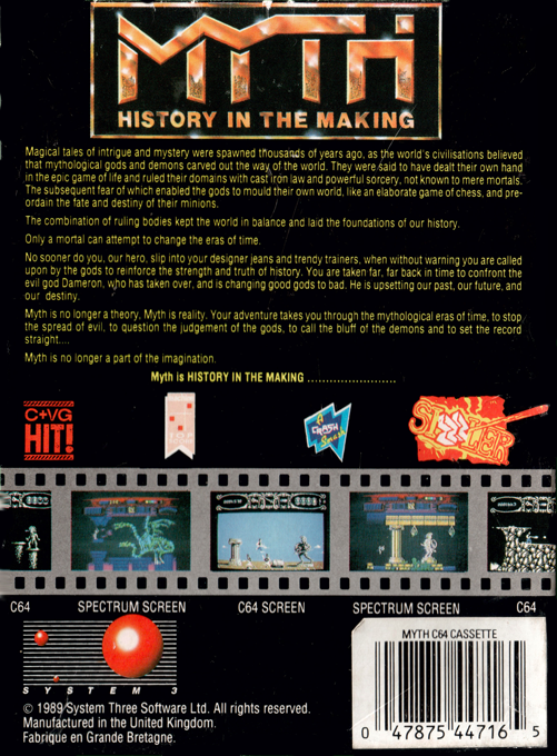 Myth : History in the Making — Box back