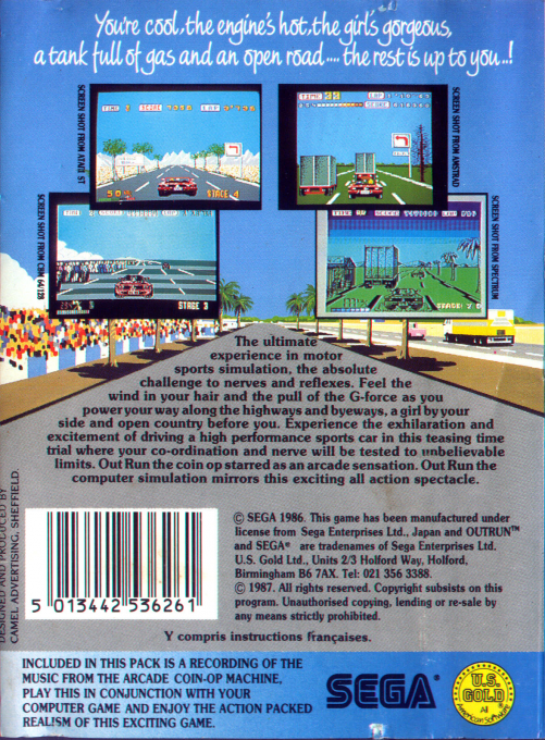 Out Run — Box back