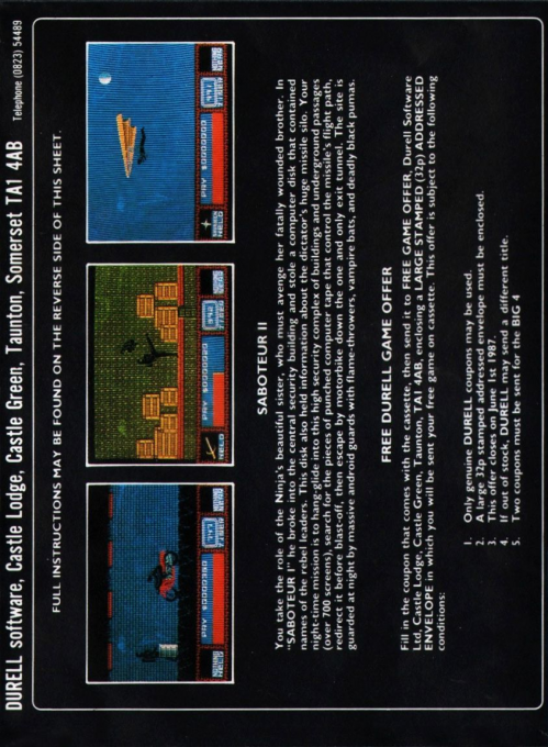 Saboteur II — Box back
