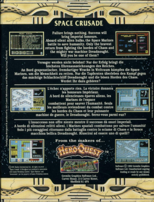 Space Crusade — Box back