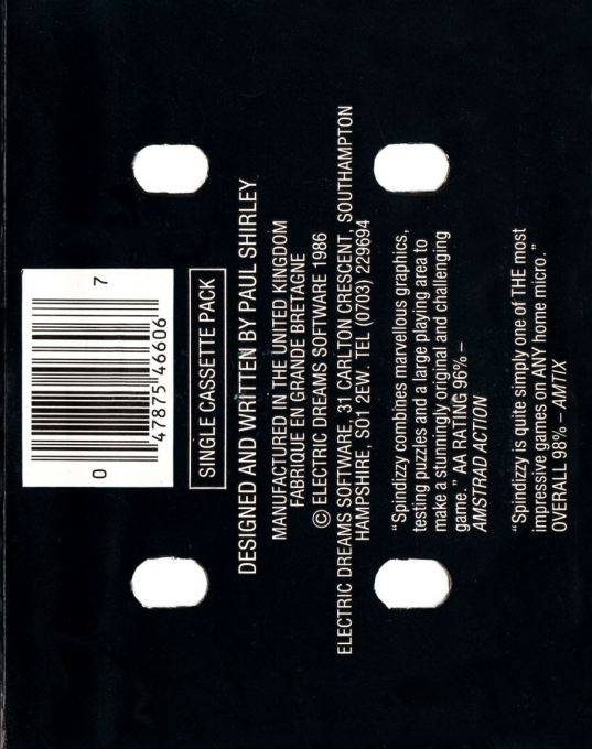 Spindizzy — Box back