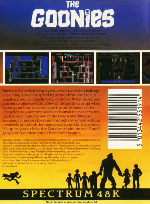 The Goonies — Box back