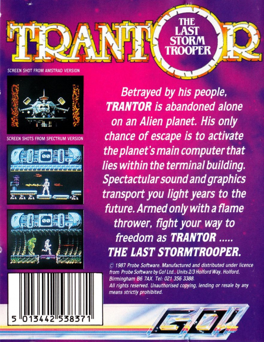 Trantor : The Last Stormtrooper — Box back