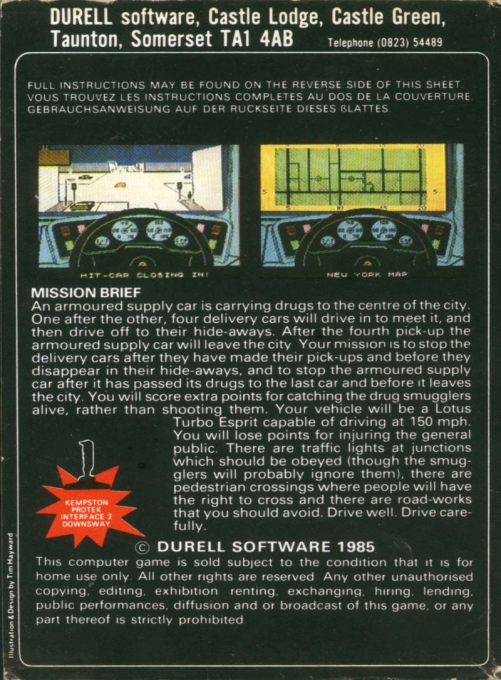 Turbo Esprit — Box back