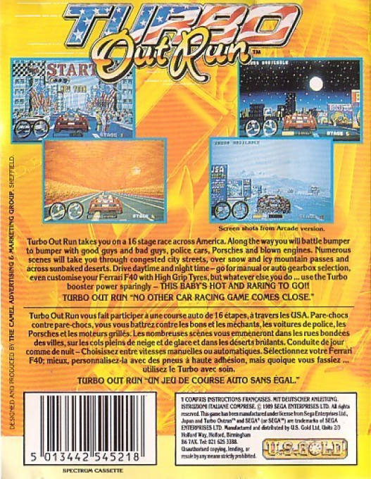 Turbo Out Run — Box back