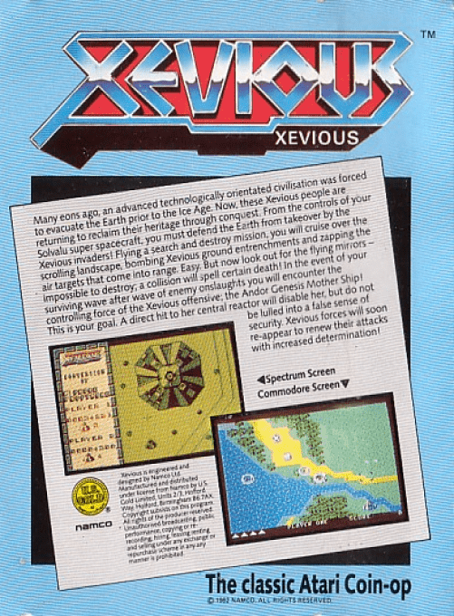Xevious — Box back