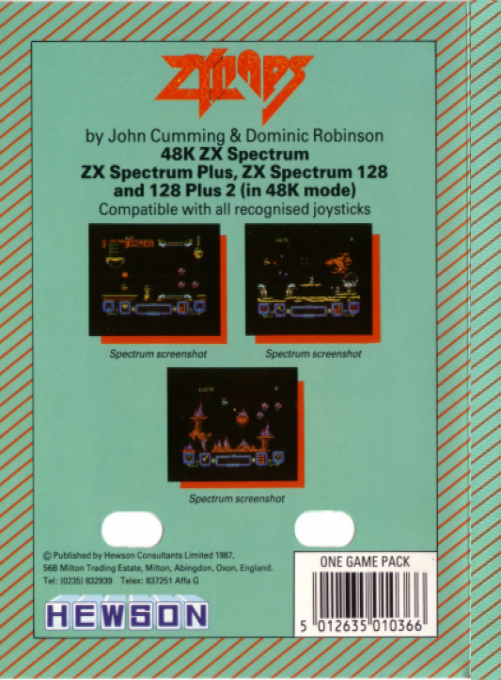 Zynaps — Box back