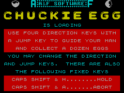 Chuckie Egg — Title screen