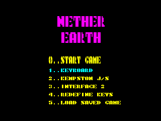 Nether Earth — Title screen