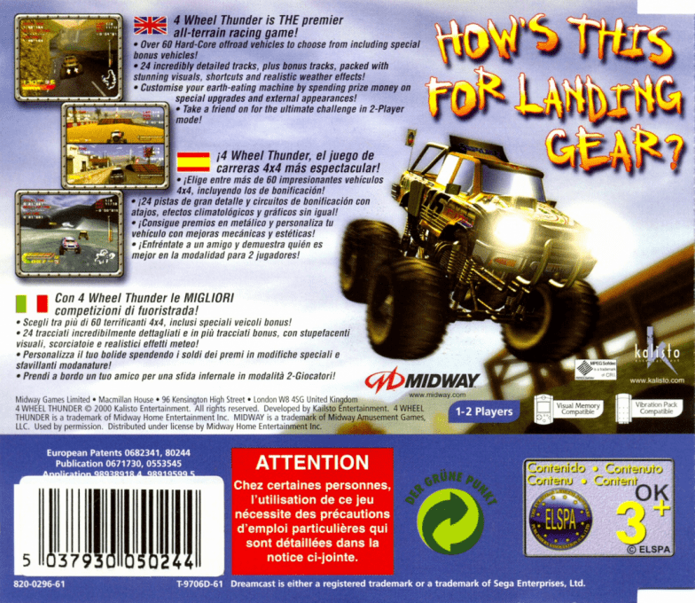 4 Wheel Thunder — Box back
