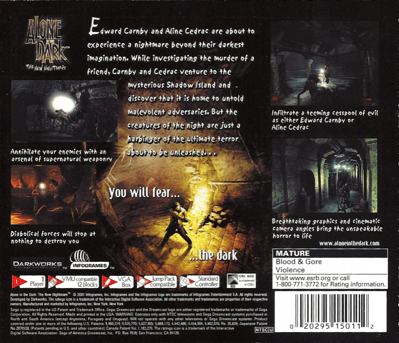 Alone in the Dark : The New Nightmare — Box back