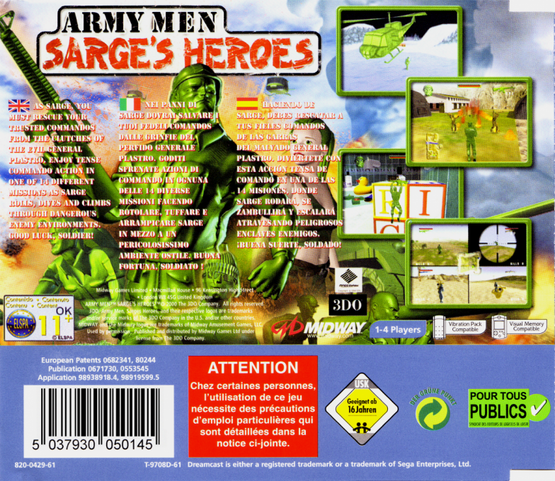 Army Men : Sarge's Heroes — Box back