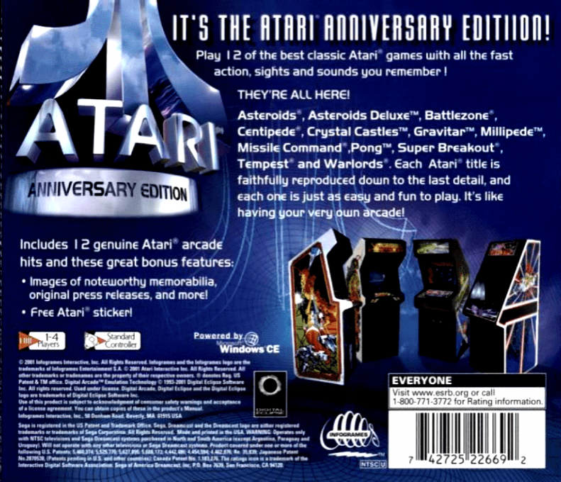 Atari Anniversary Edition — Box back