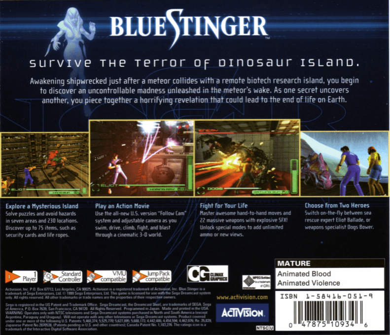 Blue Stinger — Box back