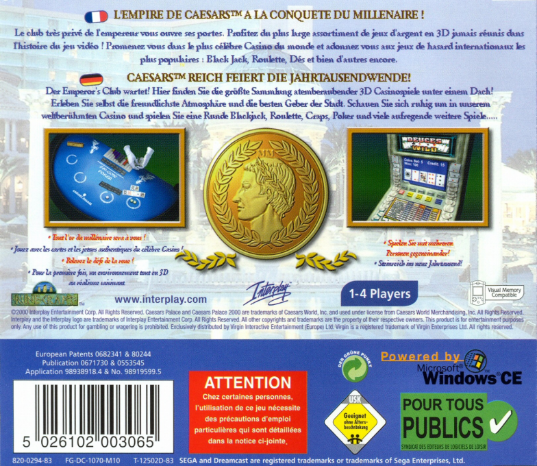 Caesars Palace 2000 : Millennium Gold Edition (Trans.) — Box back