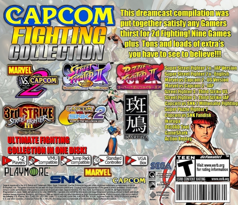 Capcom Fighting Collection — Box back