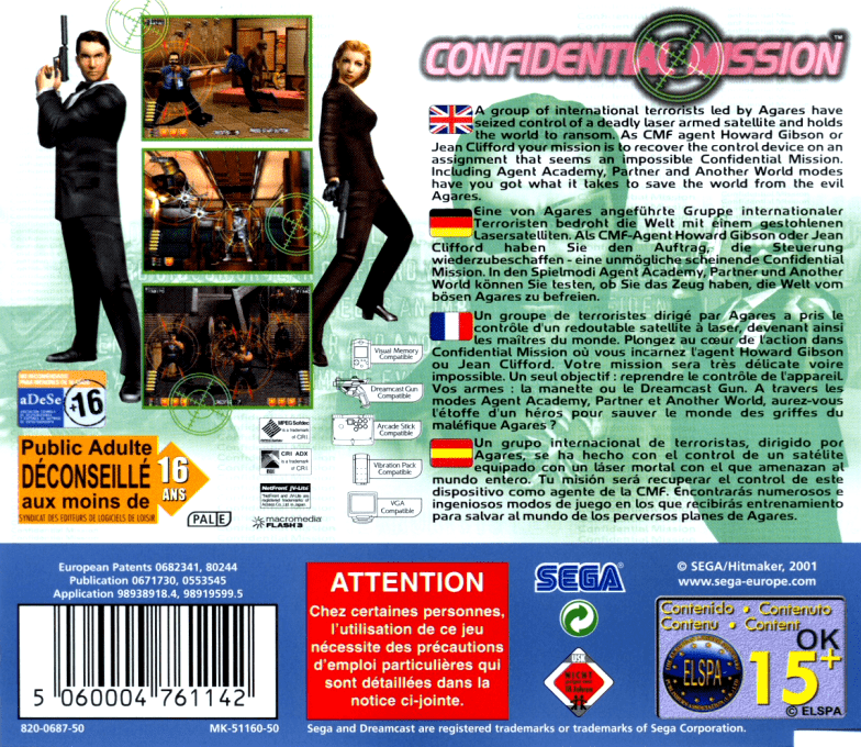 Confidential Mission — Box back
