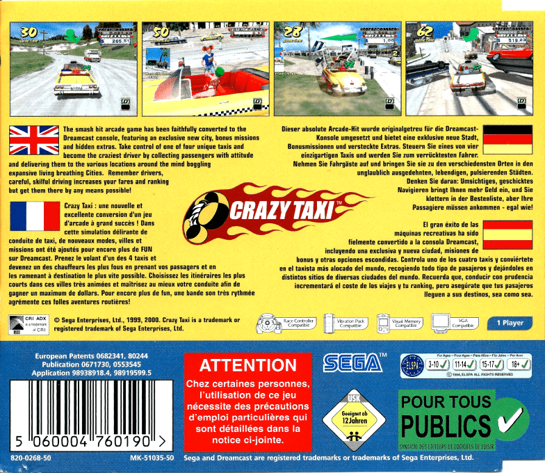 Crazy Taxi — Box back