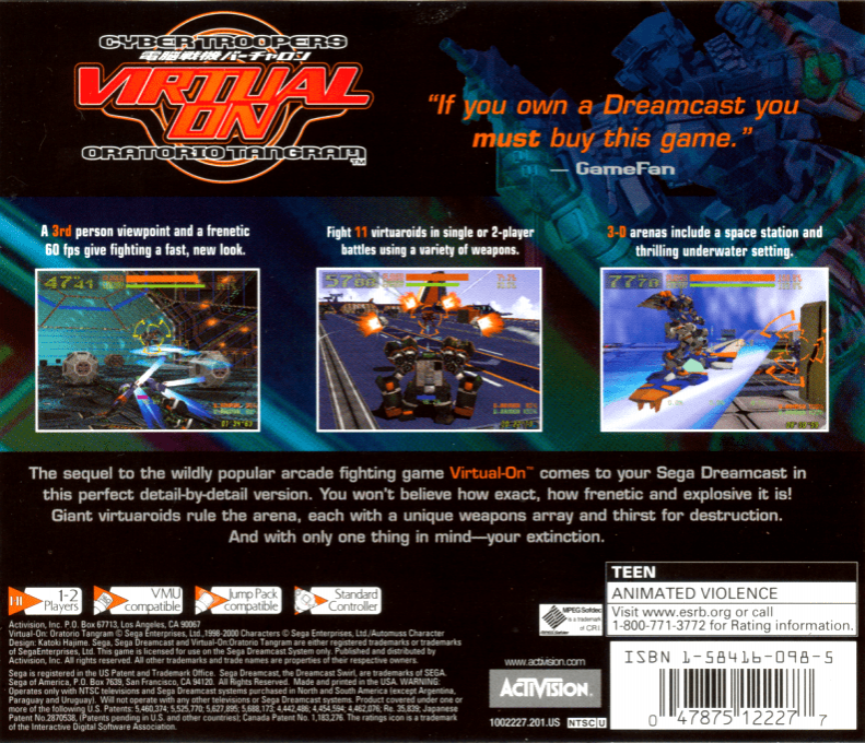 Cyber Troopers Virtual-On : Oratorio Tangram — Box back