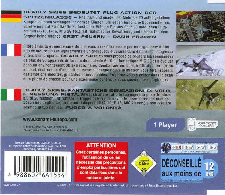 Deadly Skies — Box back