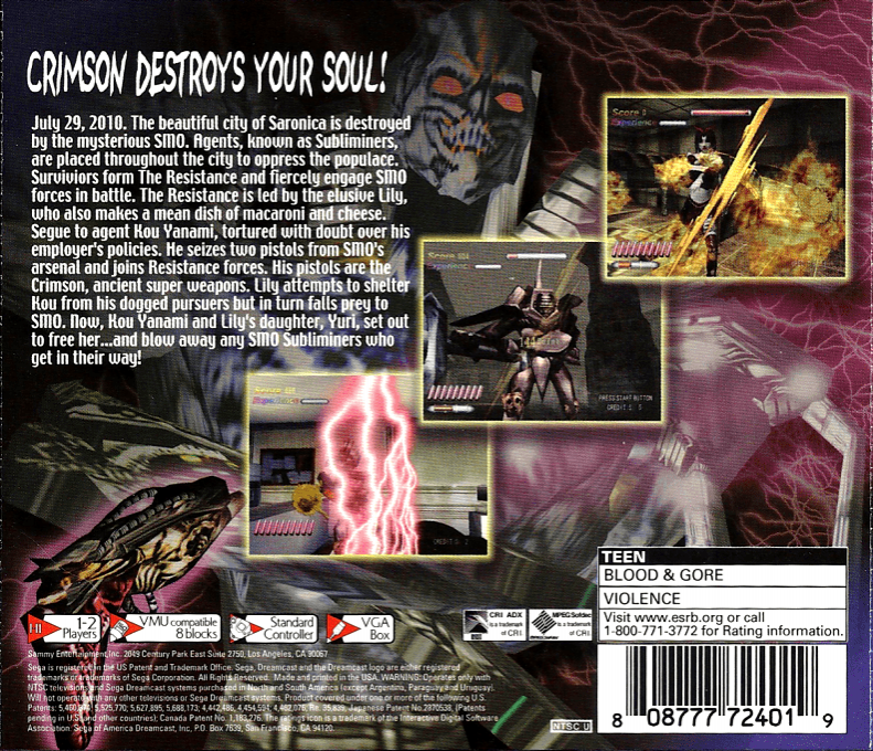 Death Crimson OX — Box back