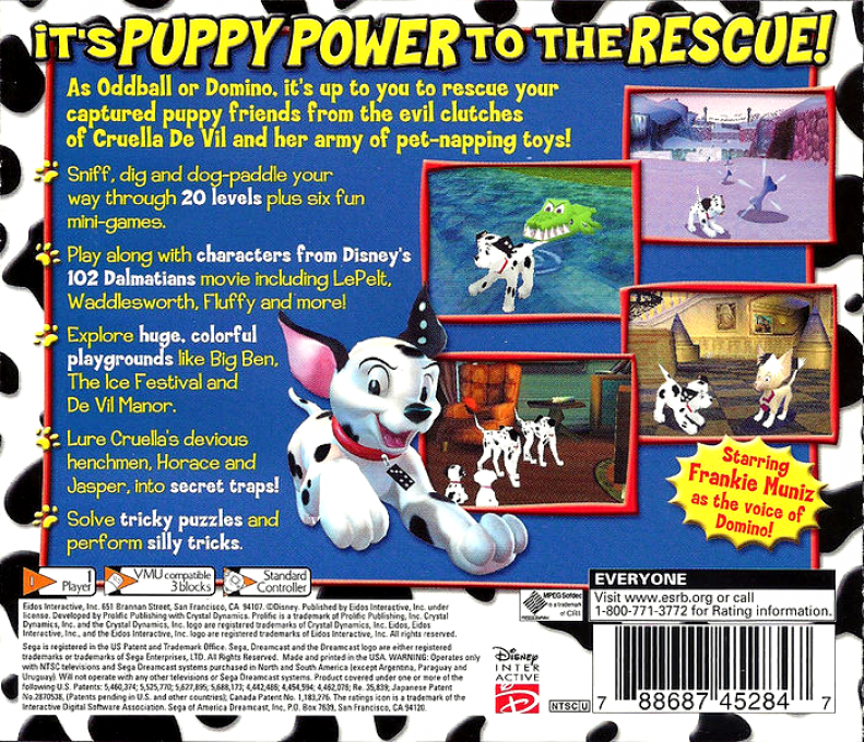 Disney's 102 Dalmatians : Puppies to the Rescue — Box back