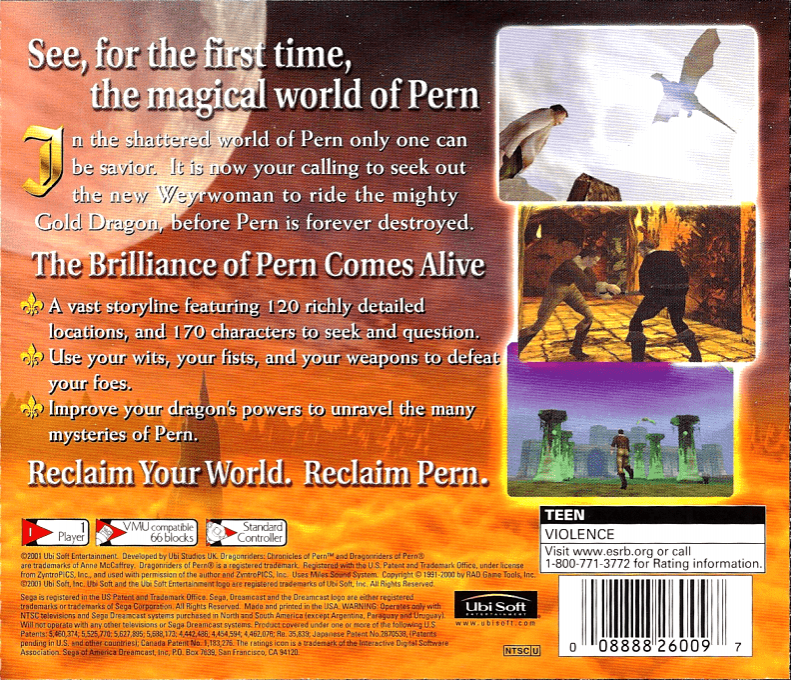 Dragon Riders : Chronicles of Pern — Box back