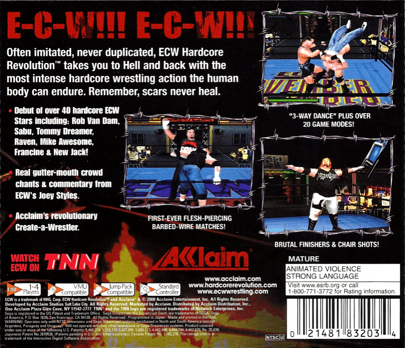 ECW Hardcore Revolution — Box back