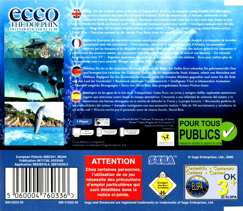 Ecco the Dolphin : Defender of the Future — Box back