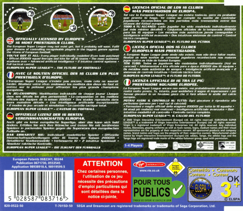 European Super League — Box back