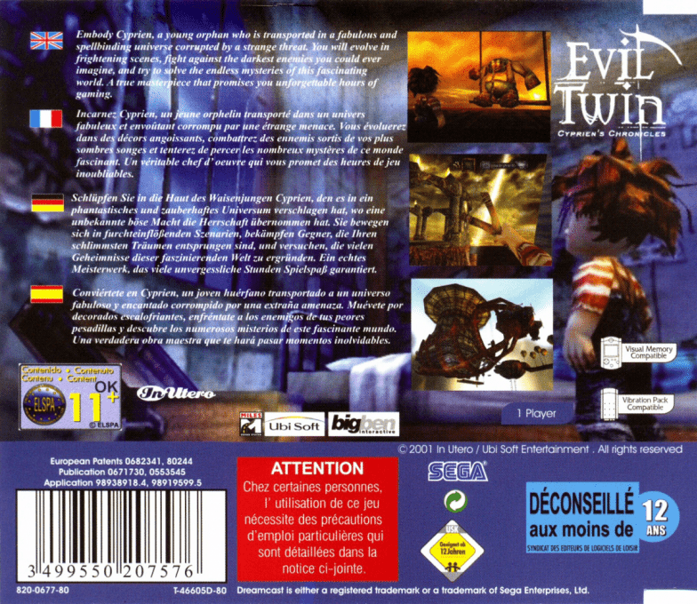 Evil Twin : Cyprien's Chronicles — Box back