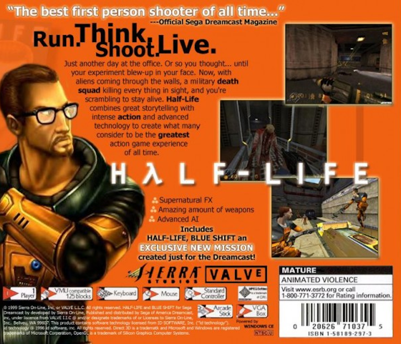 Half-life — Box back