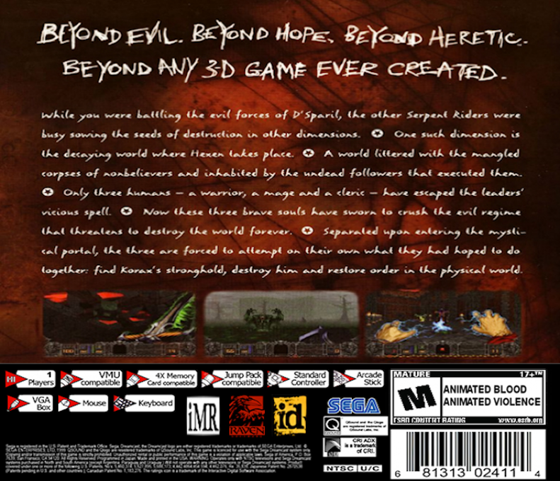 Hexen : Beyond Heretic — Box back