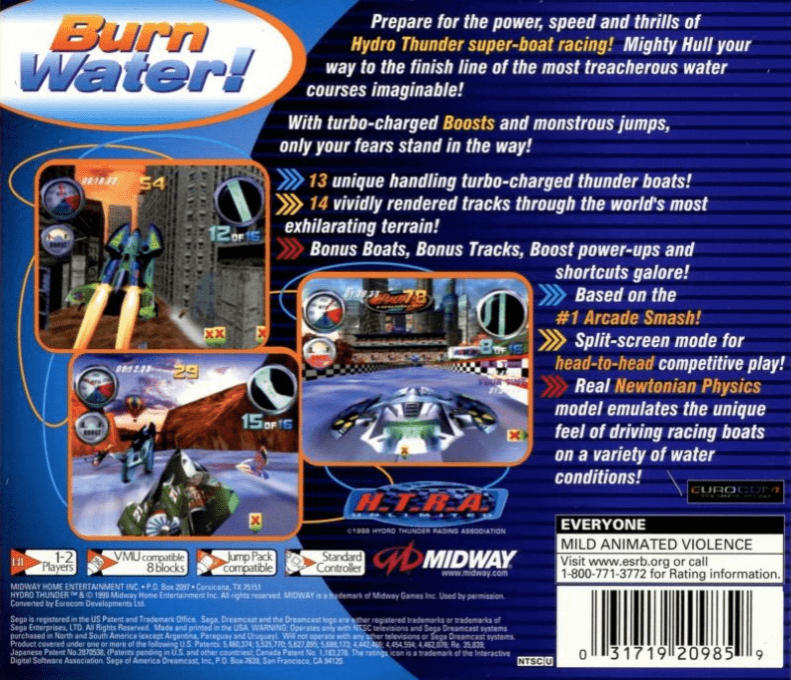 Hydro Thunder — Box back