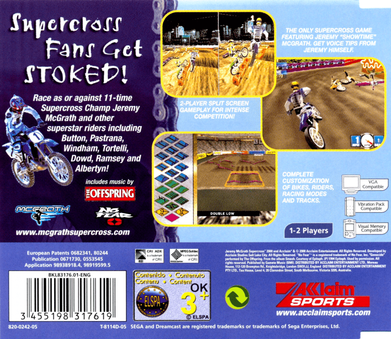 Jeremy McGrath Supercross 2000 — Box back