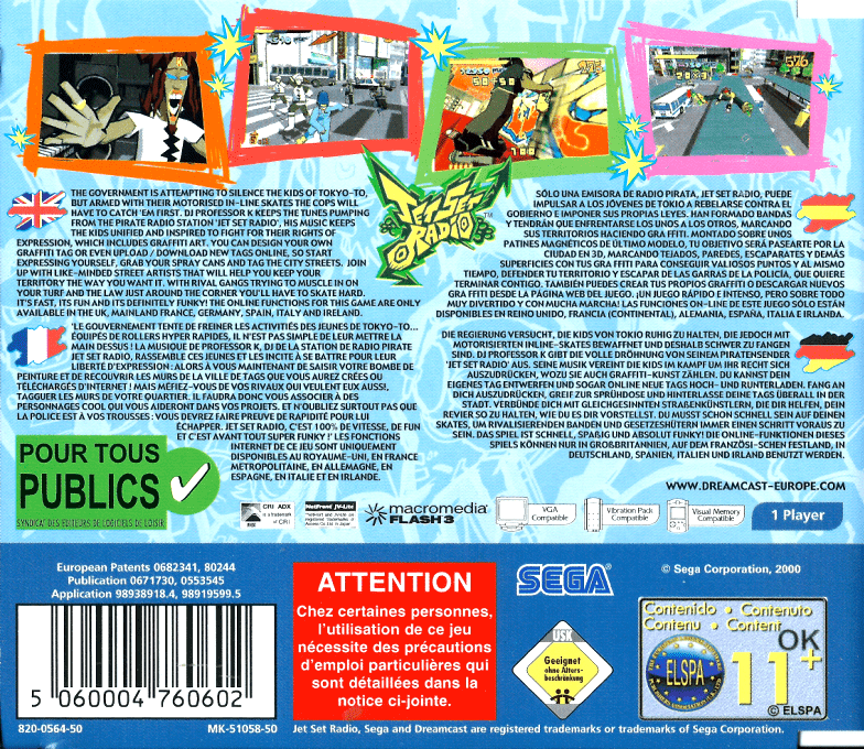 Jet Set Radio — Box back