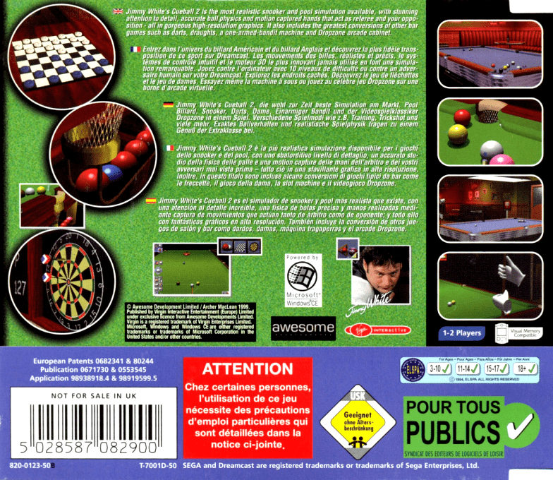Jimmy White's 2 : Cueball — Box back