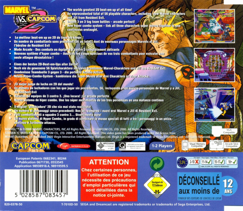 Marvel vs. Capcom 2 : New Age of Heroes — Box back