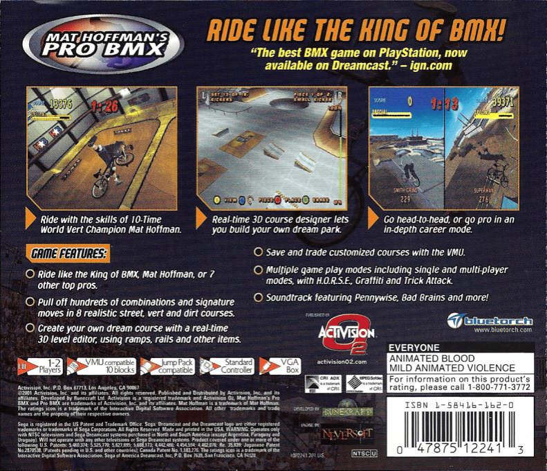Mat Hoffman's Pro BMX — Box back